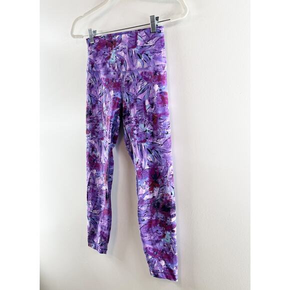 Lululemon Align High-Rise Leggings Pants 25" Iridescent Floral Multi Purple 6 - Picture 6 of 10